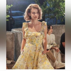 NWT Zimmermann Floral Cream and Yellow Mini Dress size 4